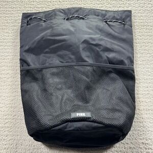 VICTORIA'S‎ SECRET PINK DRAWSTRING MESH BACKPACK PURE BLACK